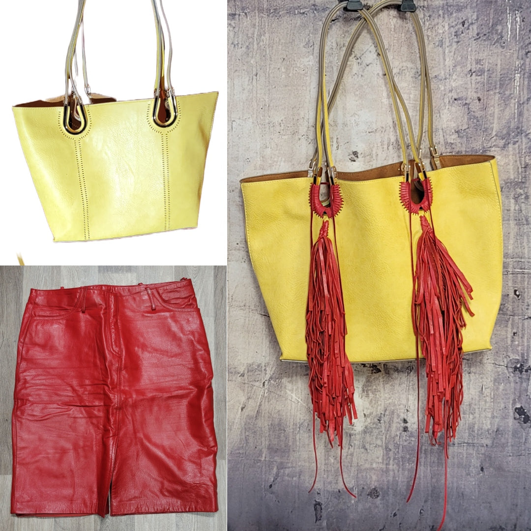 Upcycled leather tote bag